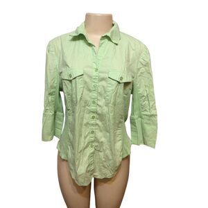 Grand And Green Women Button Down Large Mint Green